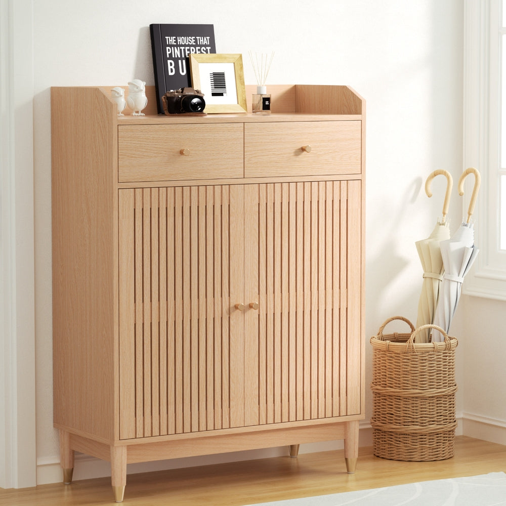 Marlook Shoe Rack Cabinet 4-Tier 16 Pairs Pine