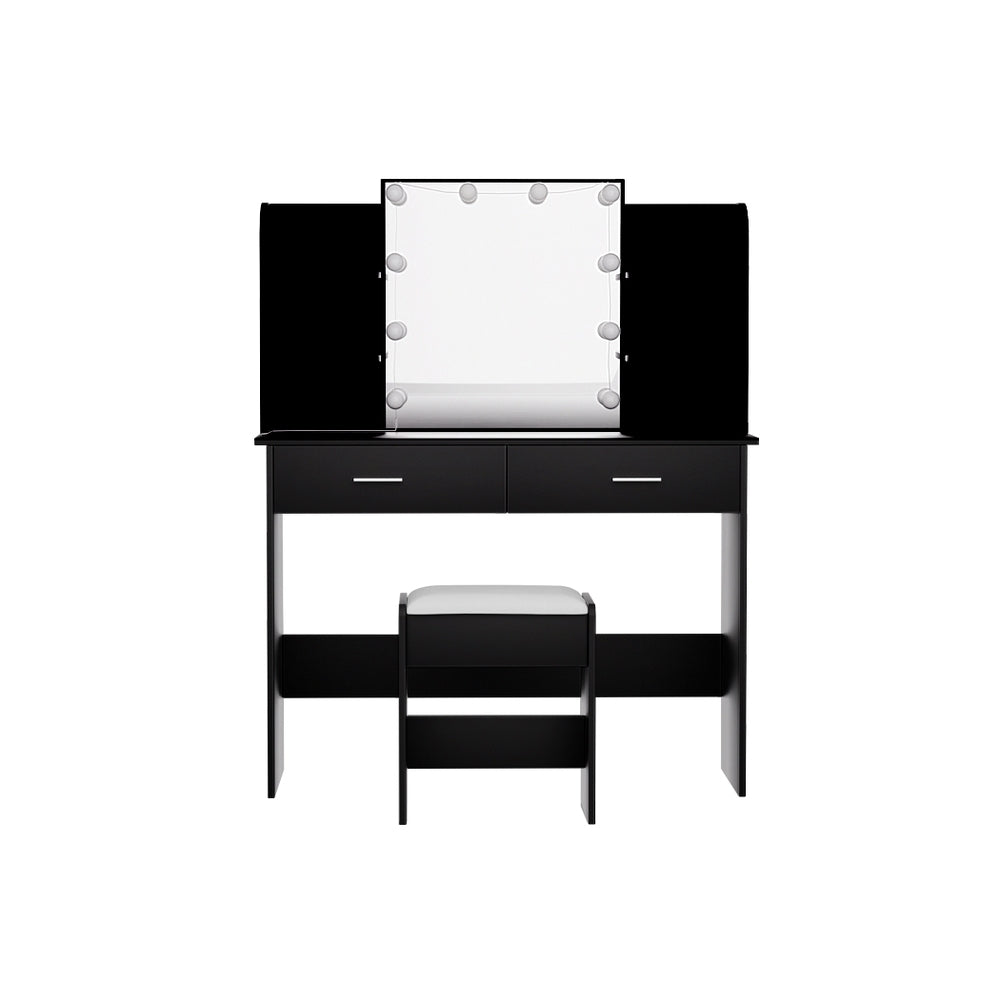 Marlook Dressing Table Set Stool 10 Led Bulbs Black Dulcea