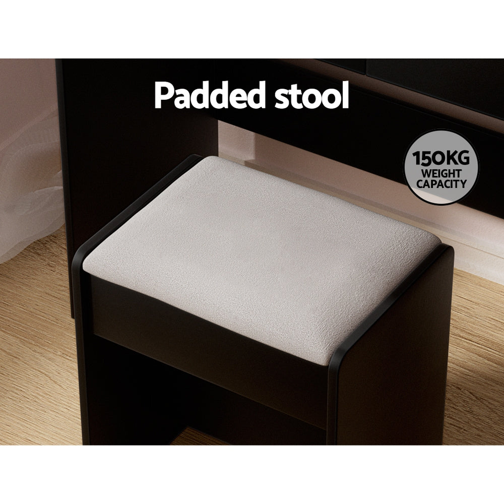 Marlook Dressing Table Set Stool 10 Led Bulbs Black Dulcea
