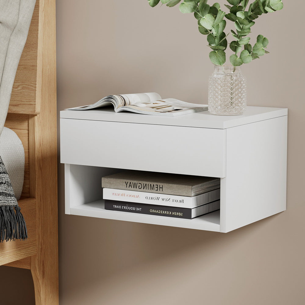 Marlook Floating Bedside Table Nightstand Drawer White