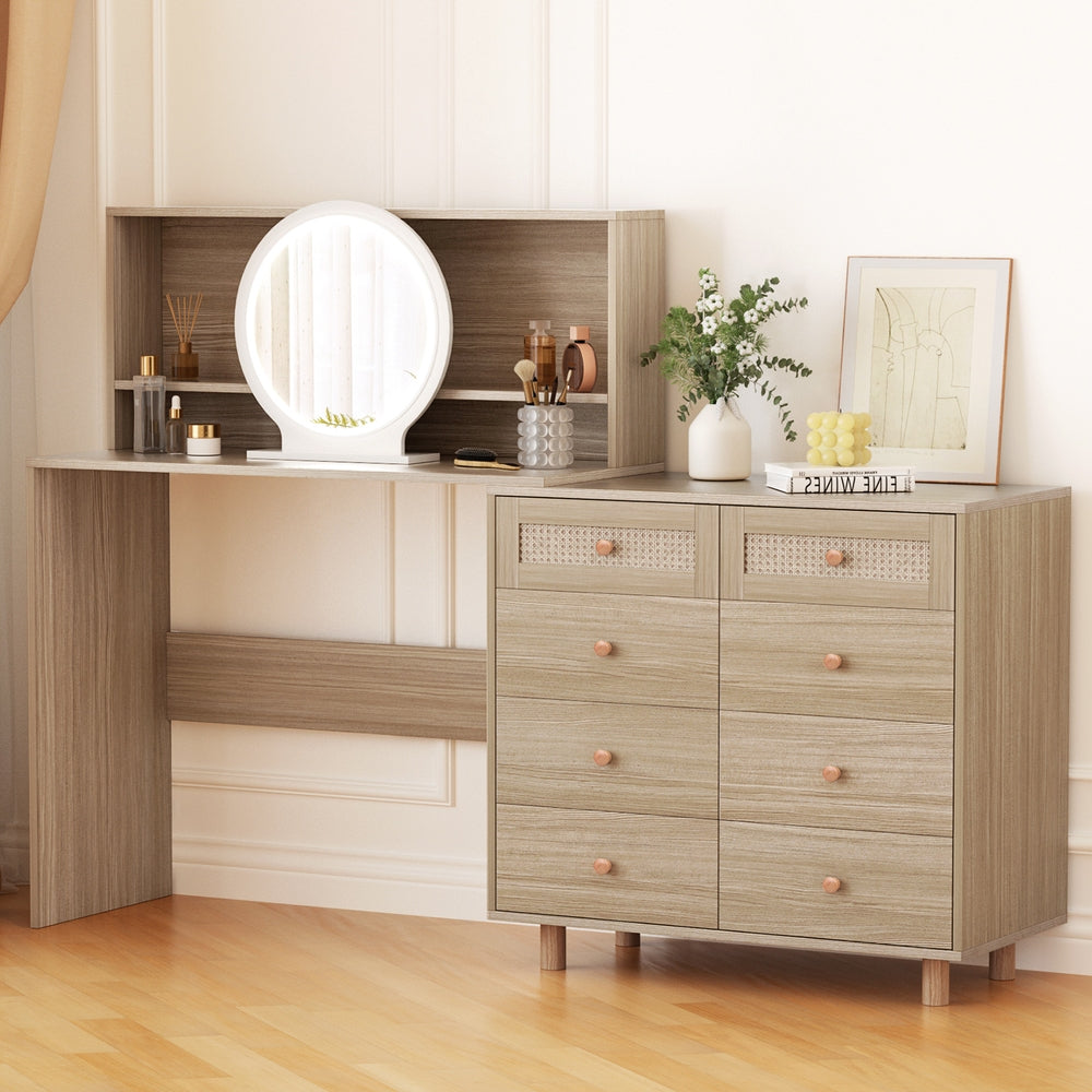 Marlook Dressing Table Set Stool LED Mirror Pine
