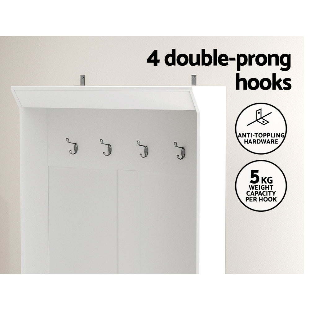 Marlook Shoe Rack Cabinet Hall Tree Coat Rack 180CM White