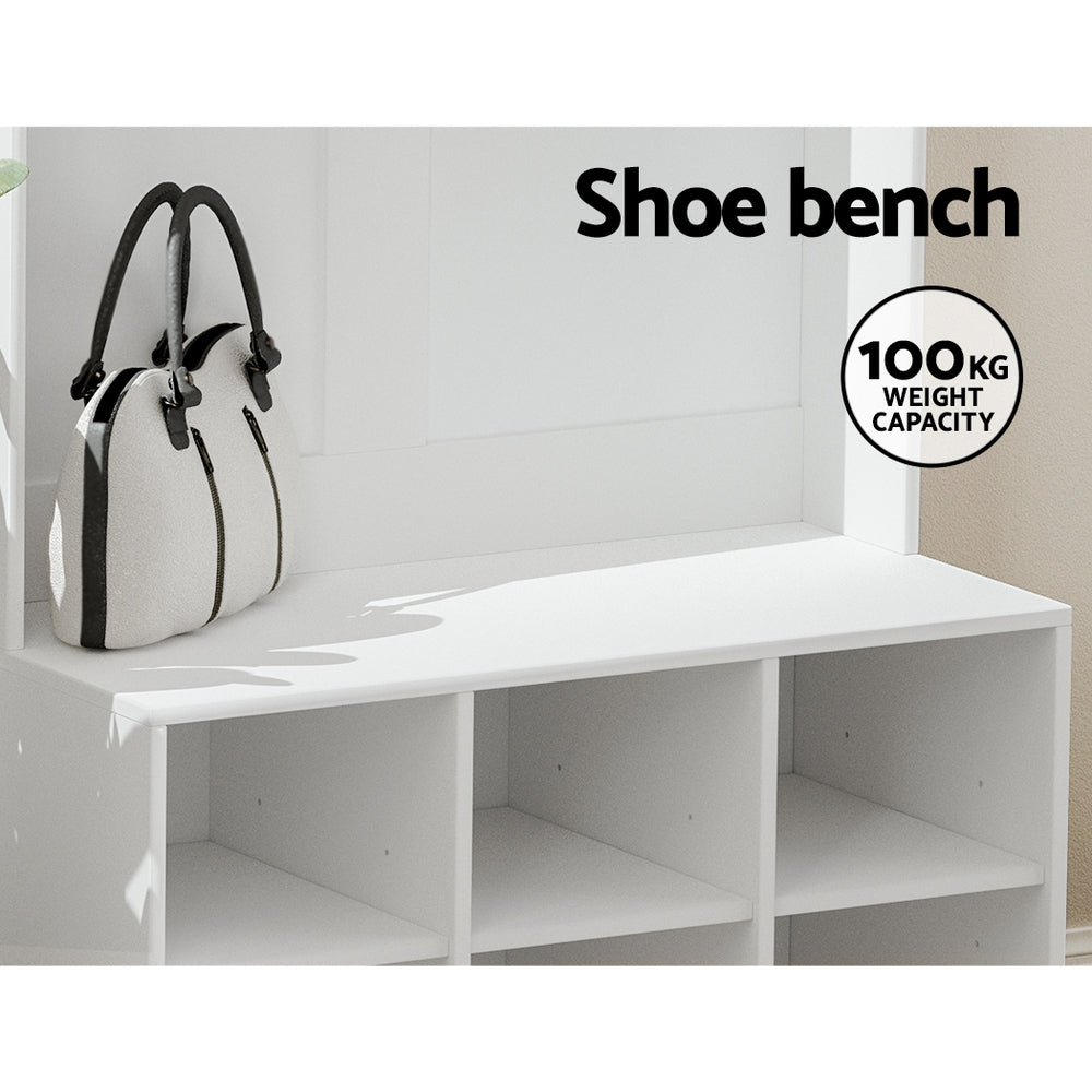 Marlook Shoe Rack Cabinet Hall Tree Coat Rack 180CM White