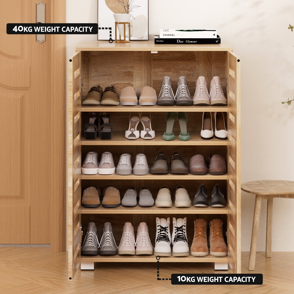 Marlook Shoe Rack Cabinet 20 Pairs 5-tier Wood Alster