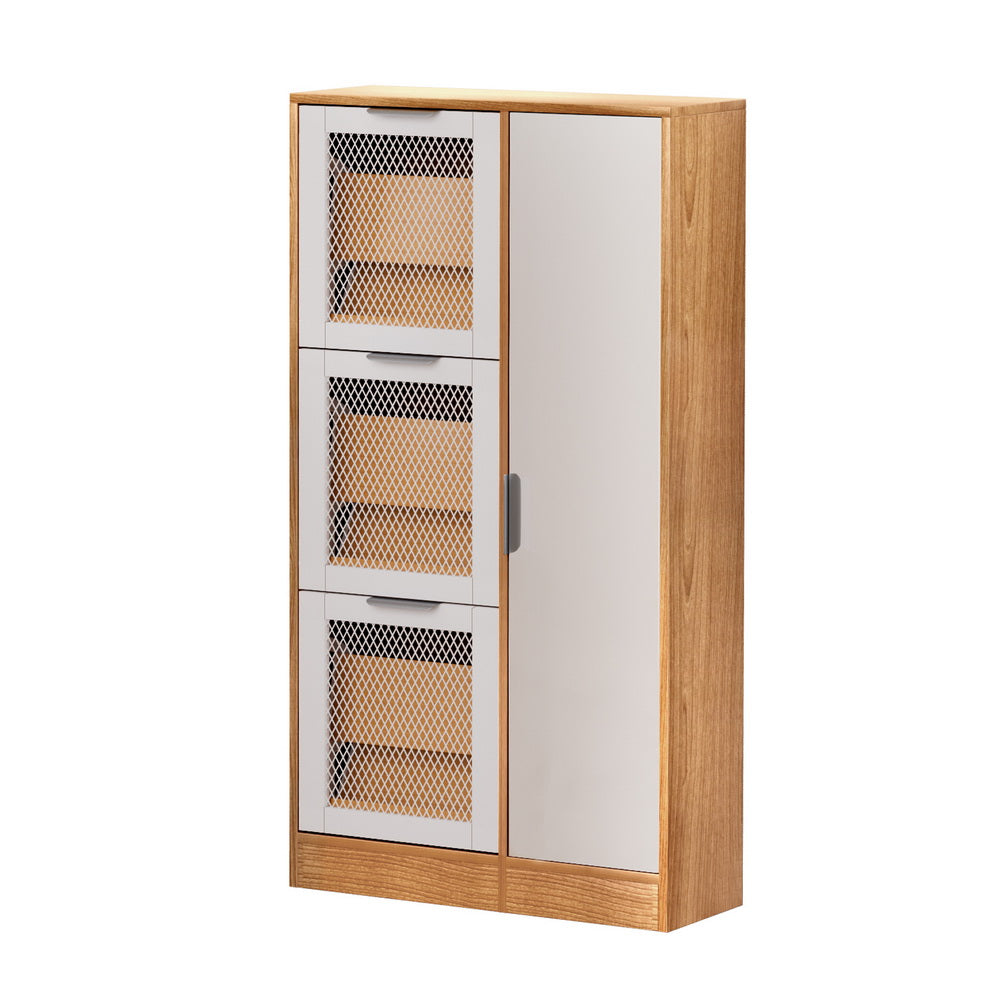 Marlook Shoe Rack Cabinet Mirror White Mesh