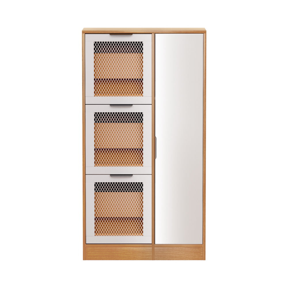 Marlook Shoe Rack Cabinet Mirror White Mesh