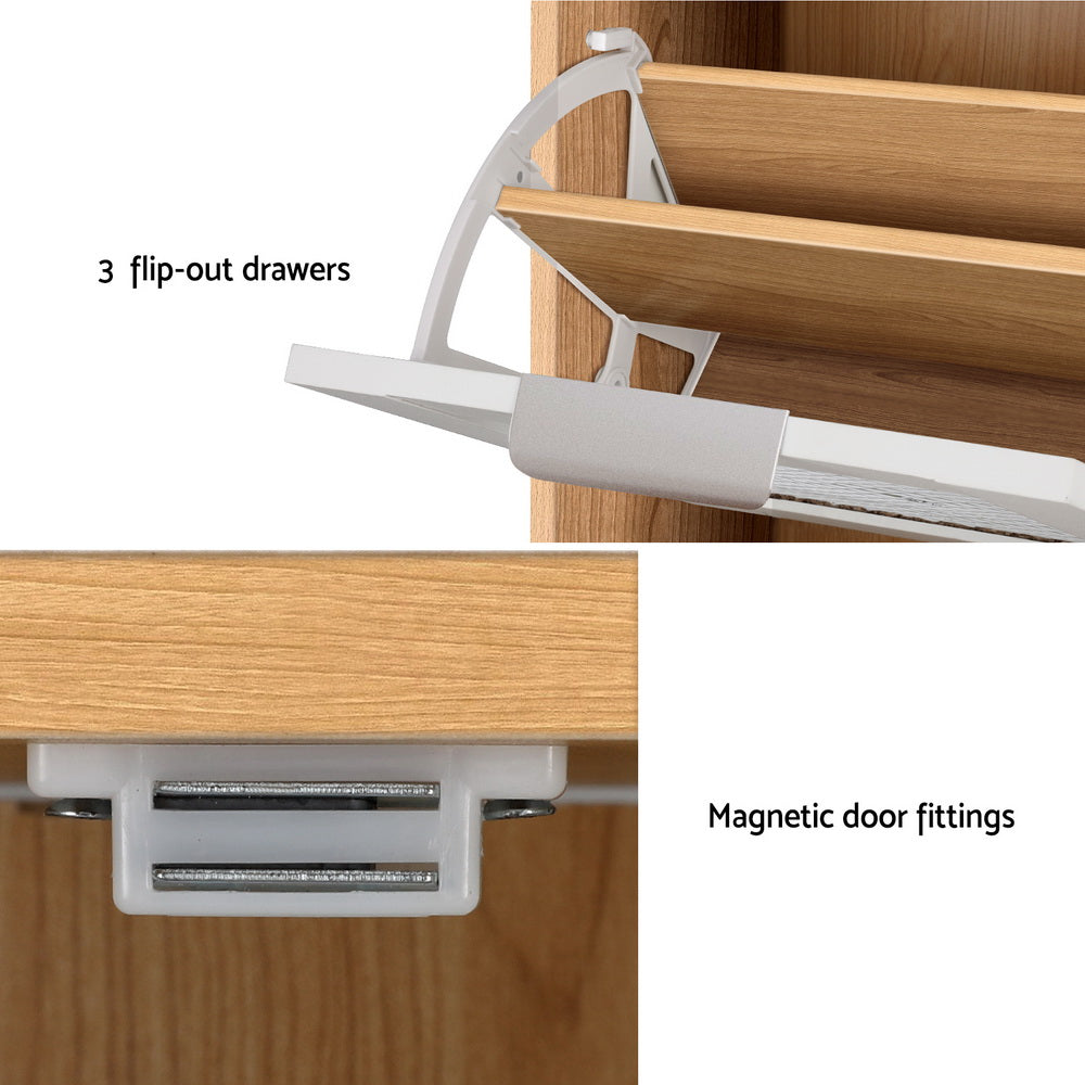 Marlook Shoe Rack Cabinet Mirror White Mesh