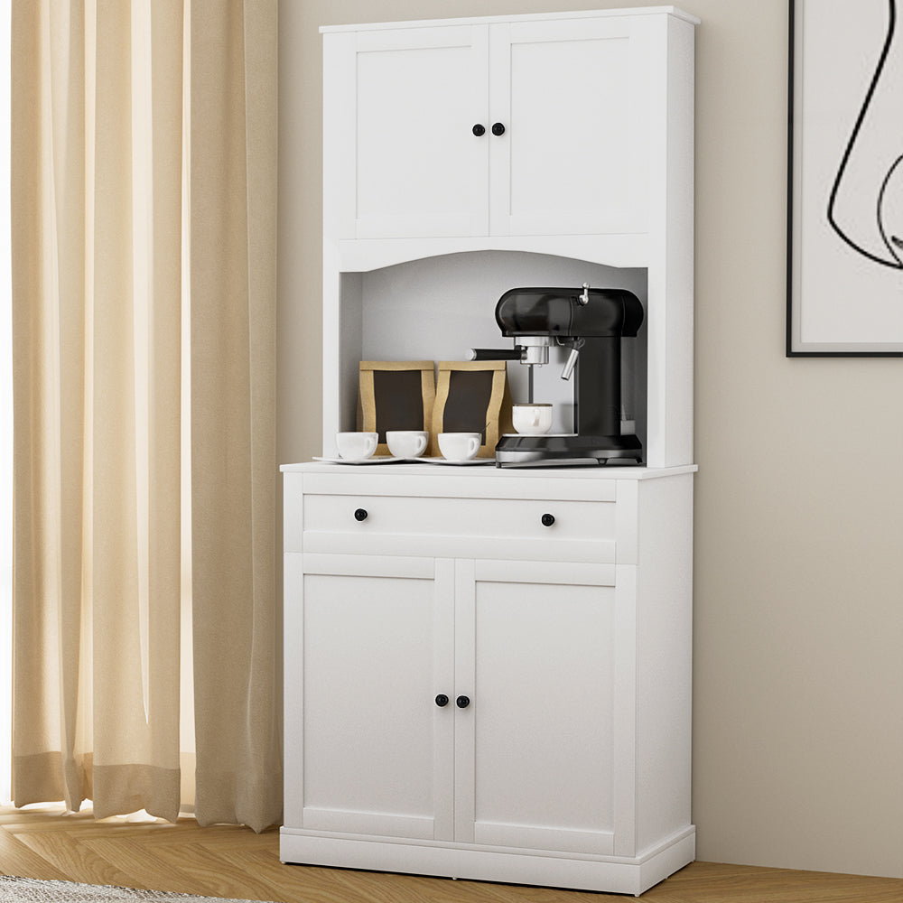 Marlook Buffet Sideboard Cabinet Cupboard Pantry Storage Shelves Hutch White