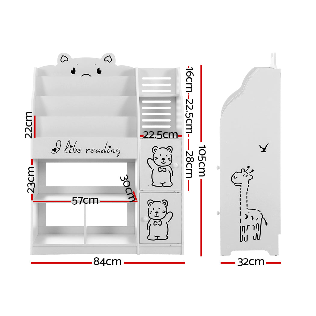 Marlook 4 Tiers Kids Bookshelf Storage Children Bookcase Toy Organiser Display