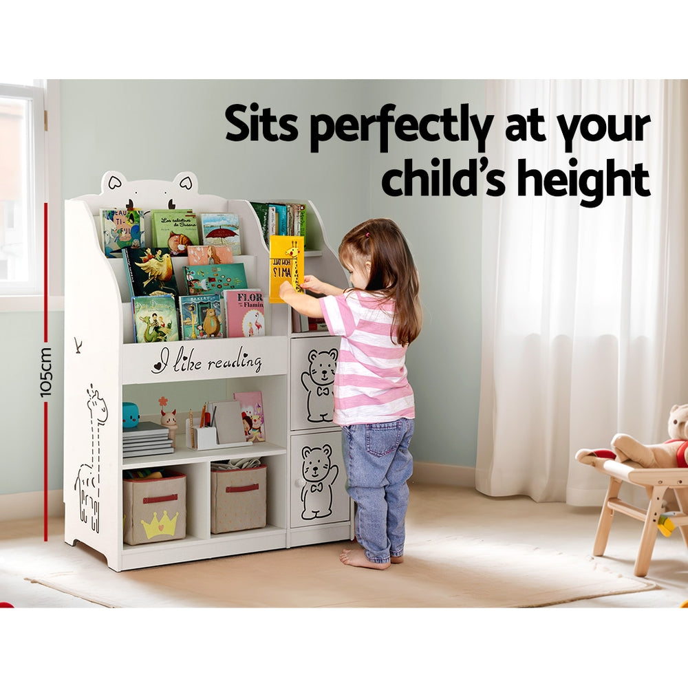 Marlook 4 Tiers Kids Bookshelf Storage Children Bookcase Toy Organiser Display