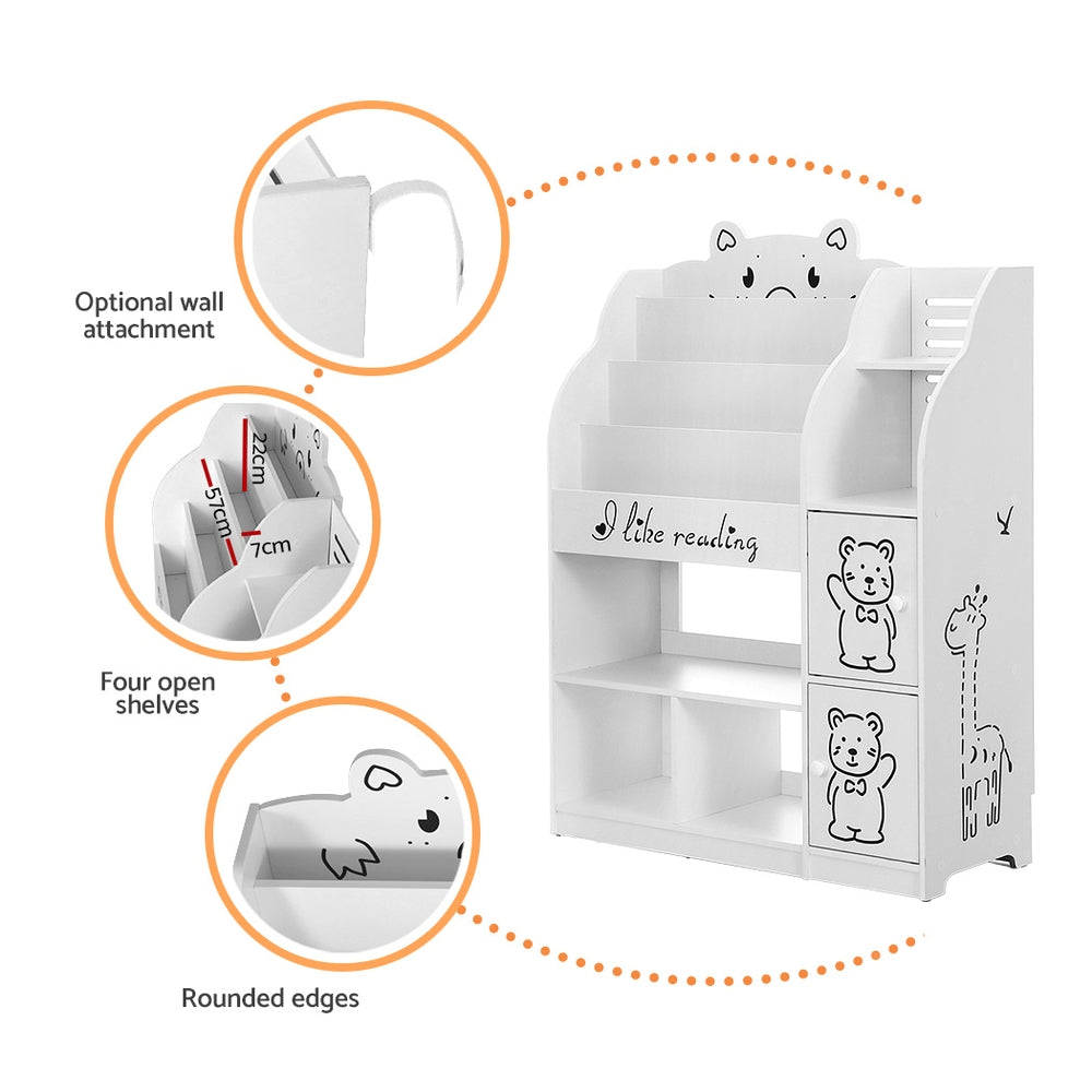 Marlook 4 Tiers Kids Bookshelf Storage Children Bookcase Toy Organiser Display