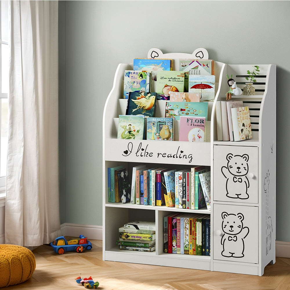 Marlook 4 Tiers Kids Bookshelf Storage Children Bookcase Toy Organiser Display