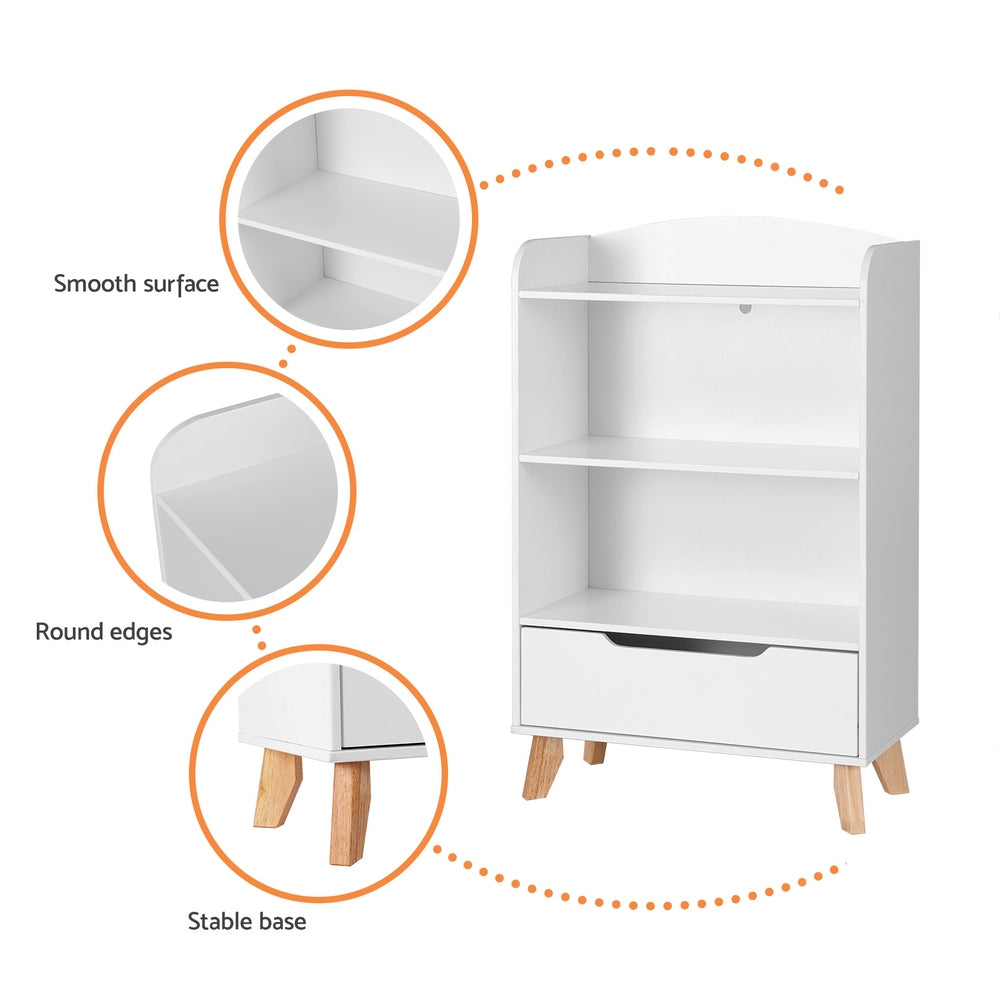 Marlook Kids Bookshelf 3 Tiers Storage Children Bookcase Toys Organiser Drawer