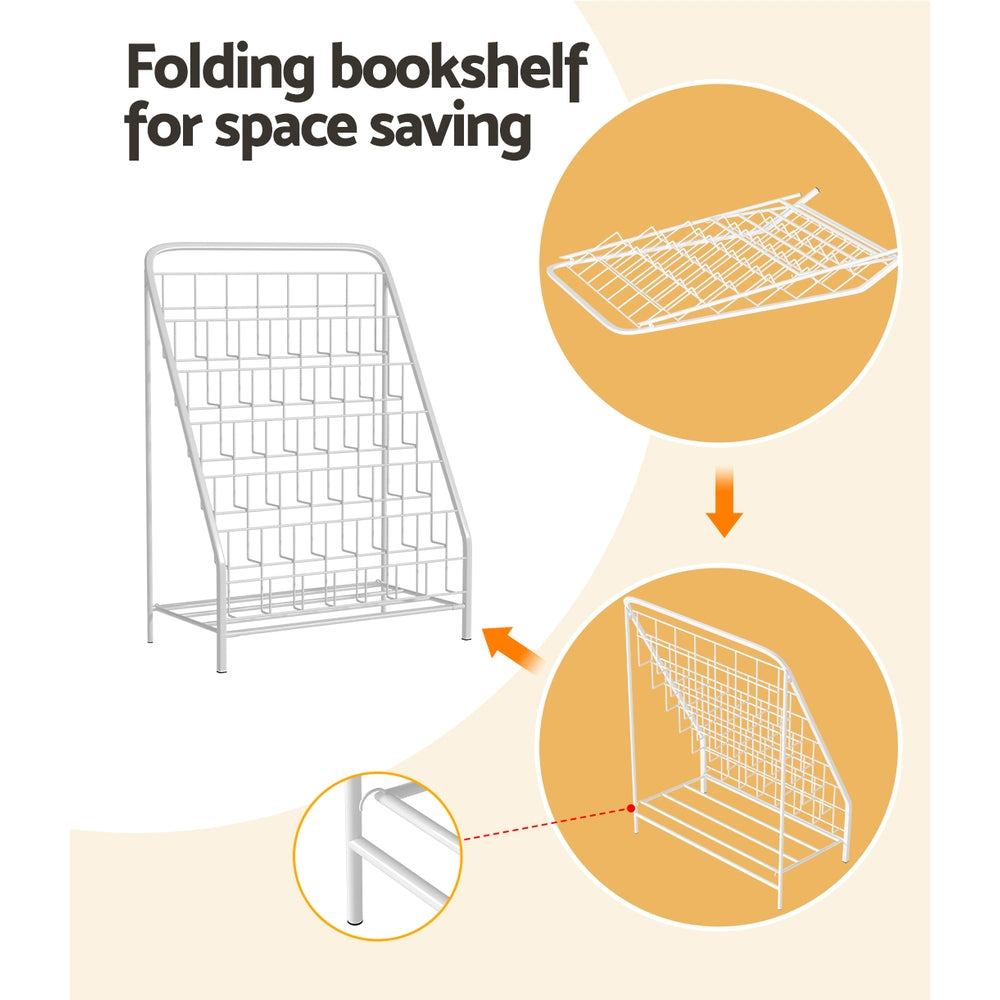 Marlook 6 Tiers Kids Bookshelf Magazine Rack Children Bookcase Organiser Foldable