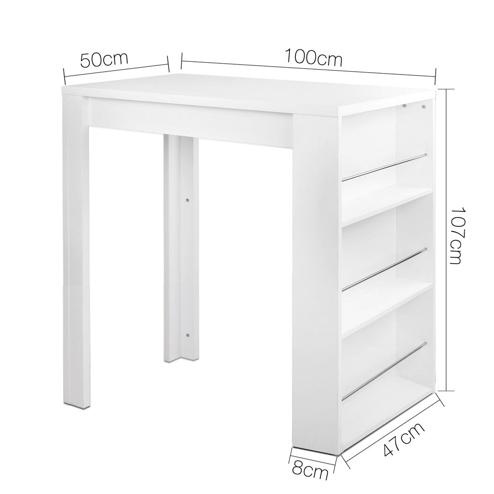 Marlook Bar Table 3-tier Storage Shelves White