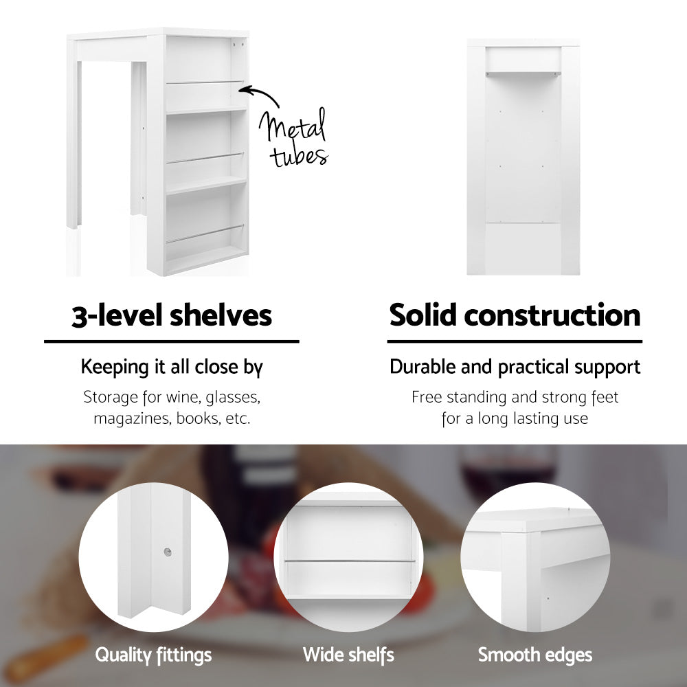Marlook Bar Table 3-tier Storage Shelves White