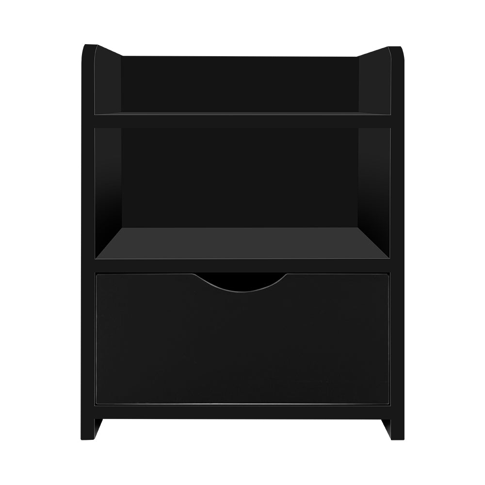 Marlook Bedside Table 1 Drawer with Shelf - FARA Black