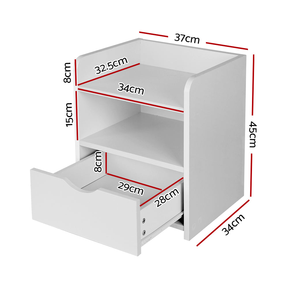 Marlook Bedside Table 1 Drawer with Shelf - FARA White