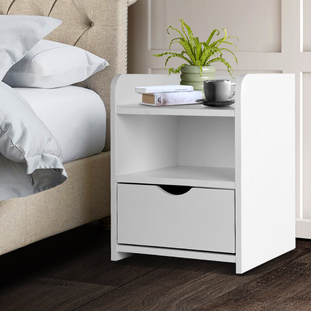 Marlook Bedside Table 1 Drawer with Shelf - FARA White