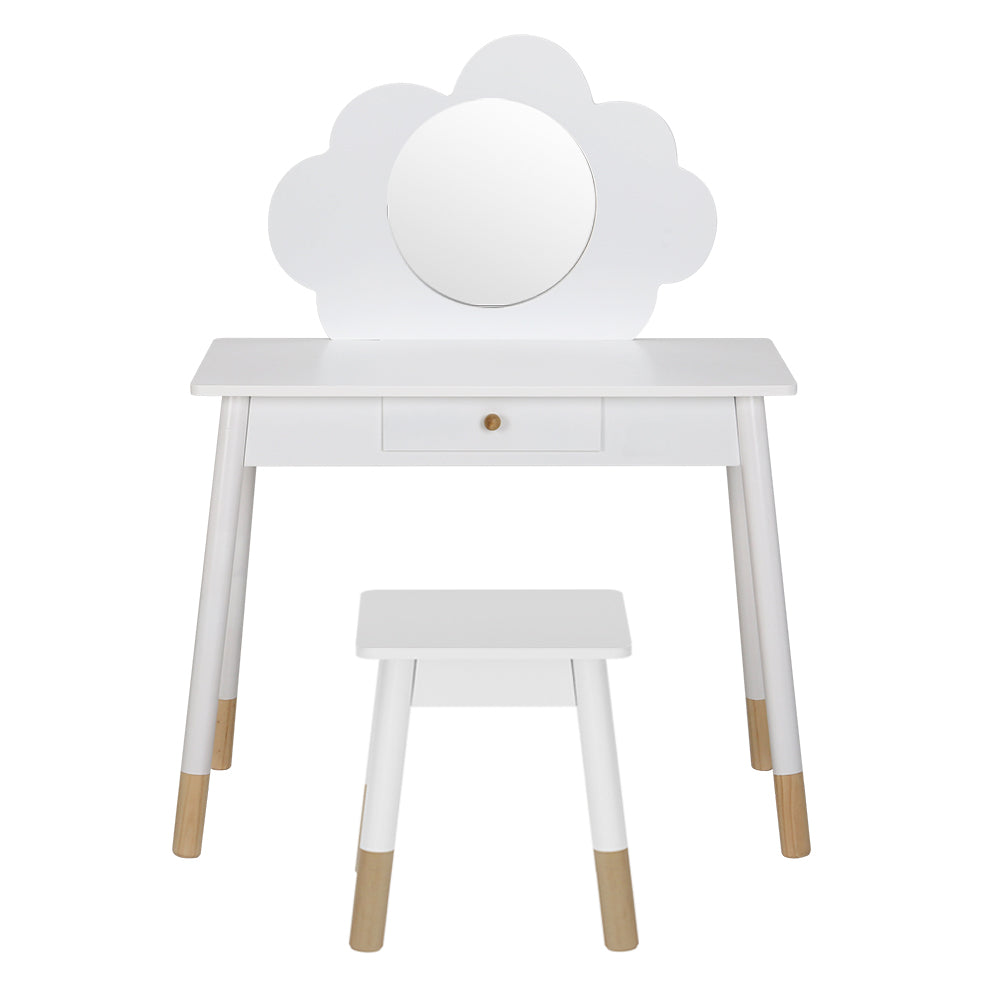 Marlook Kids Dressing Table Chair Set Vanity Makeup Wooden Leg Mirror Drawer