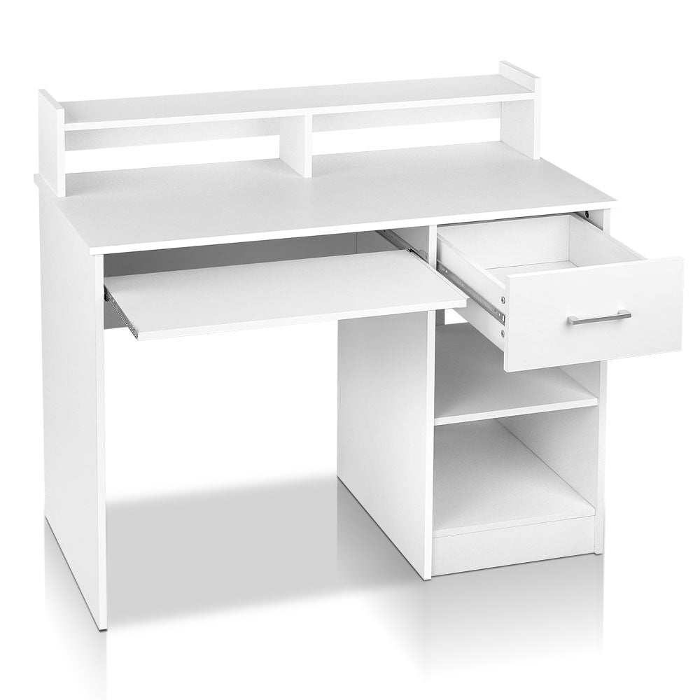 Marlook Computer Desk Shelf Drawer Cabinet White 100CM