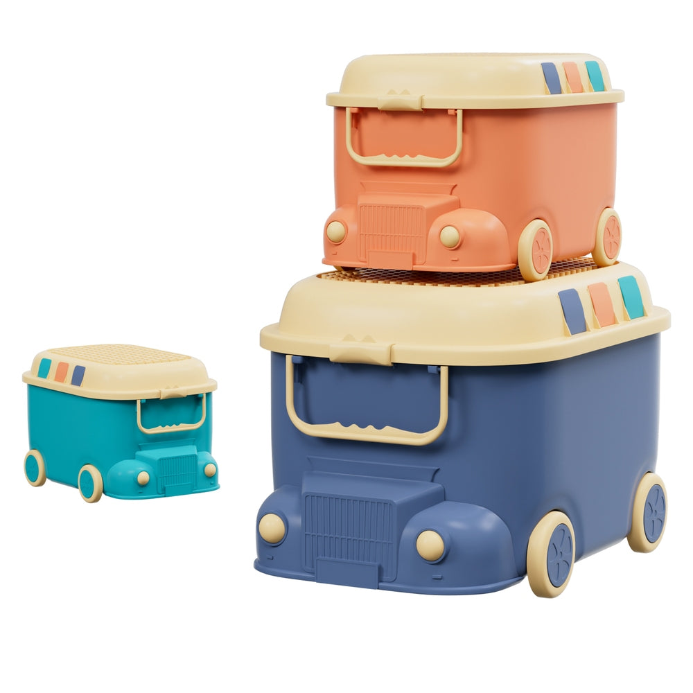 Marlook 3PCS Toy Storage Box Cute Car Toy Container Kids Toys Organiser Snack Boxes