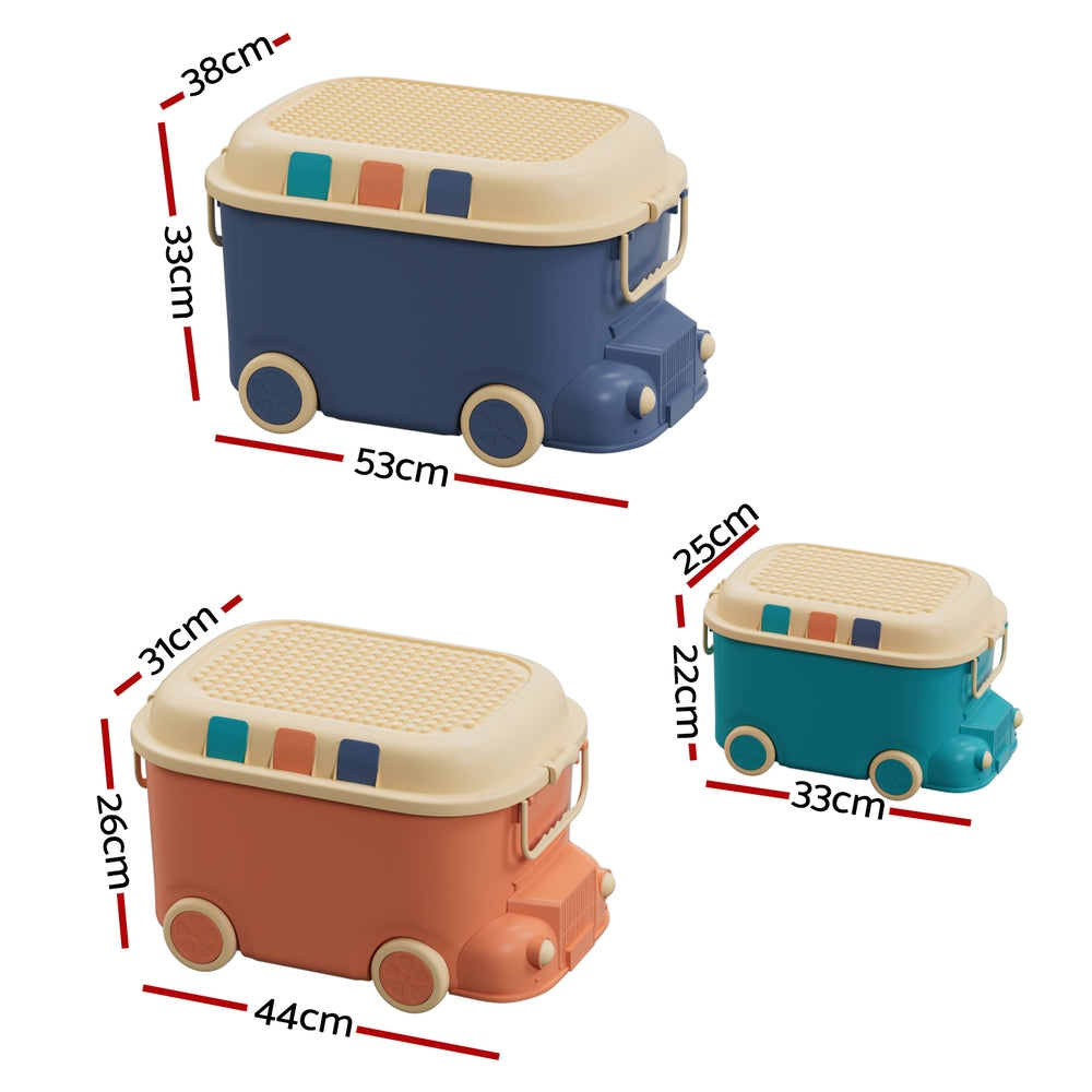 Marlook 3PCS Toy Storage Box Cute Car Toy Container Kids Toys Organiser Snack Boxes