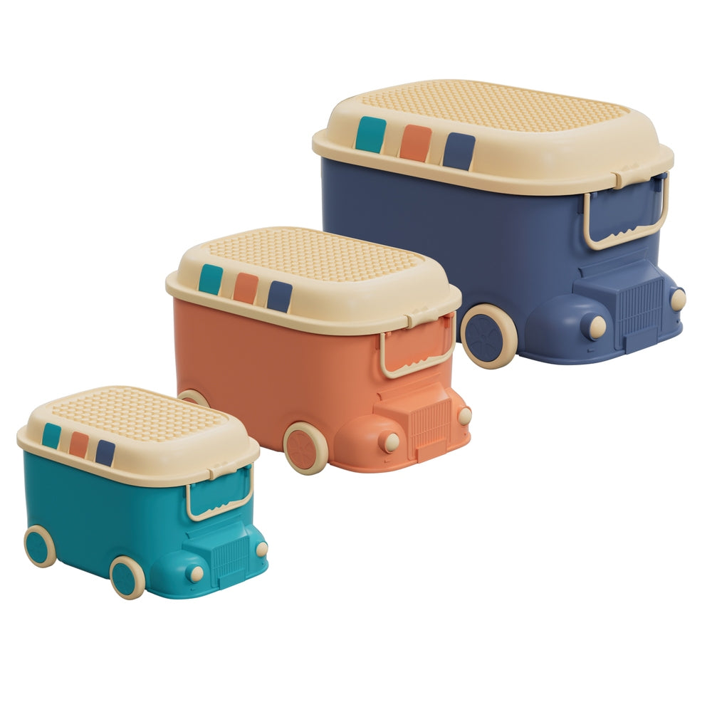 Marlook 3PCS Toy Storage Box Cute Car Toy Container Kids Toys Organiser Snack Boxes