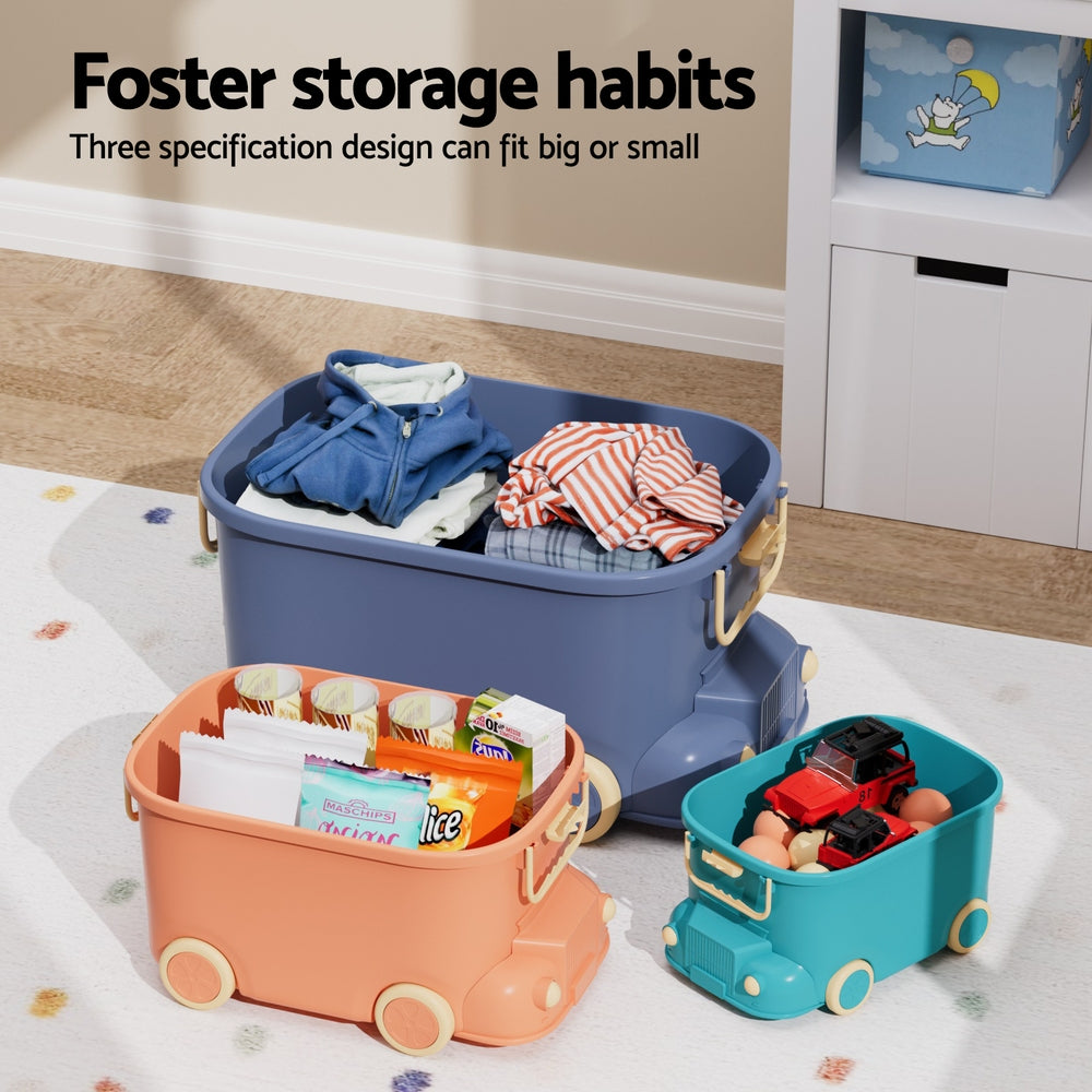 Marlook 3PCS Toy Storage Box Cute Car Toy Container Kids Toys Organiser Snack Boxes