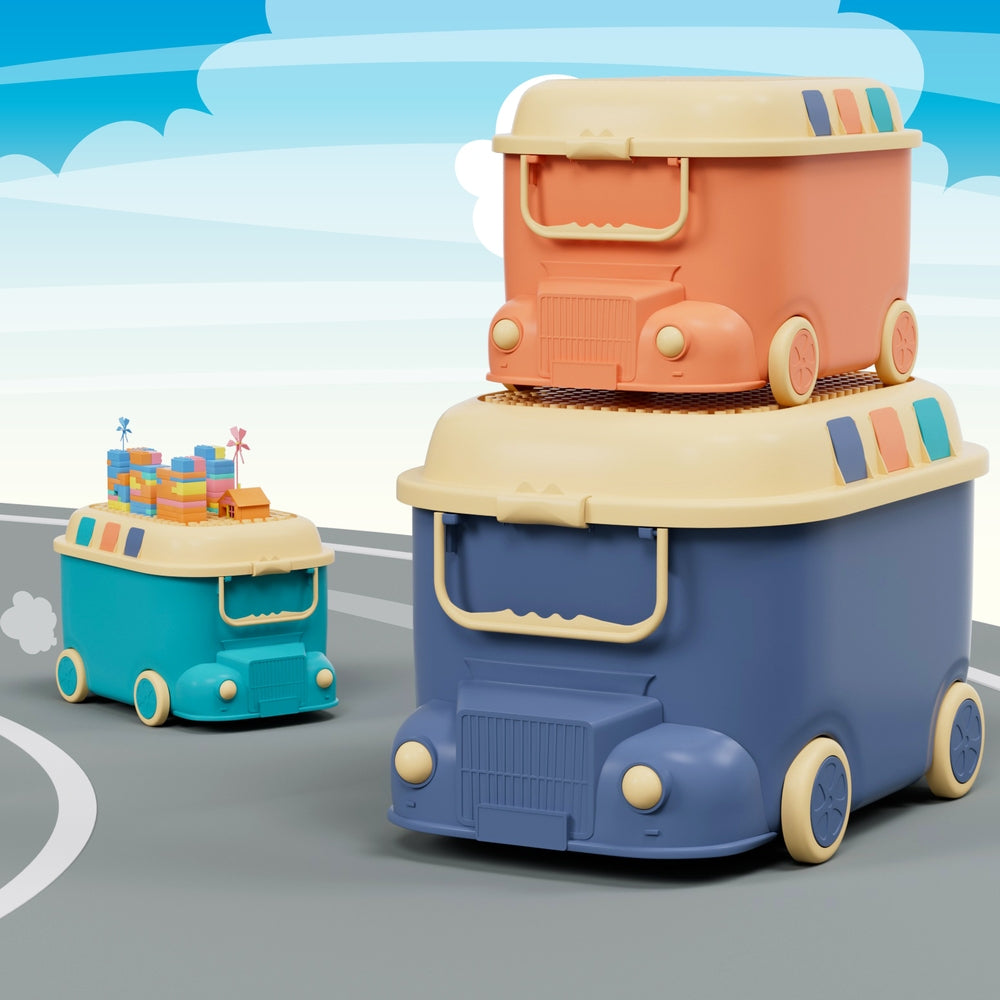 Marlook 3PCS Toy Storage Box Cute Car Toy Container Kids Toys Organiser Snack Boxes