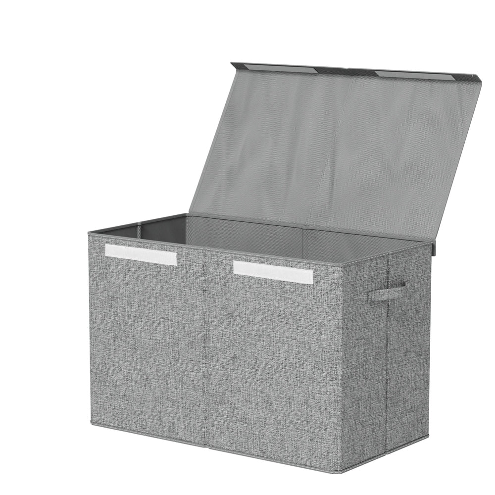 Marlook Large Toy Box Chest Storage with Flip-Top Lid Foldable Organizer Bins Grey