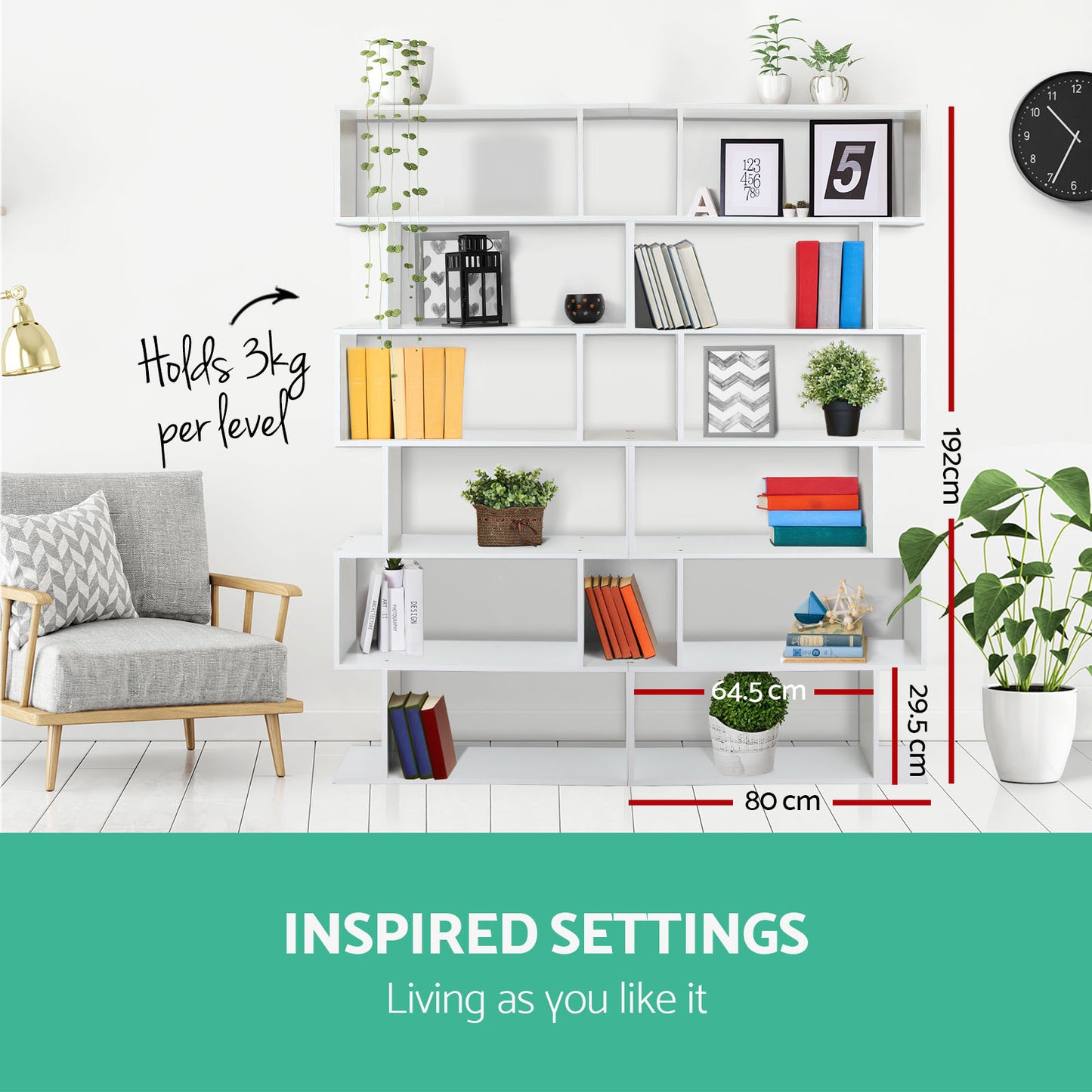 Marlook Bookshelf 6 Tiers - RIVA White