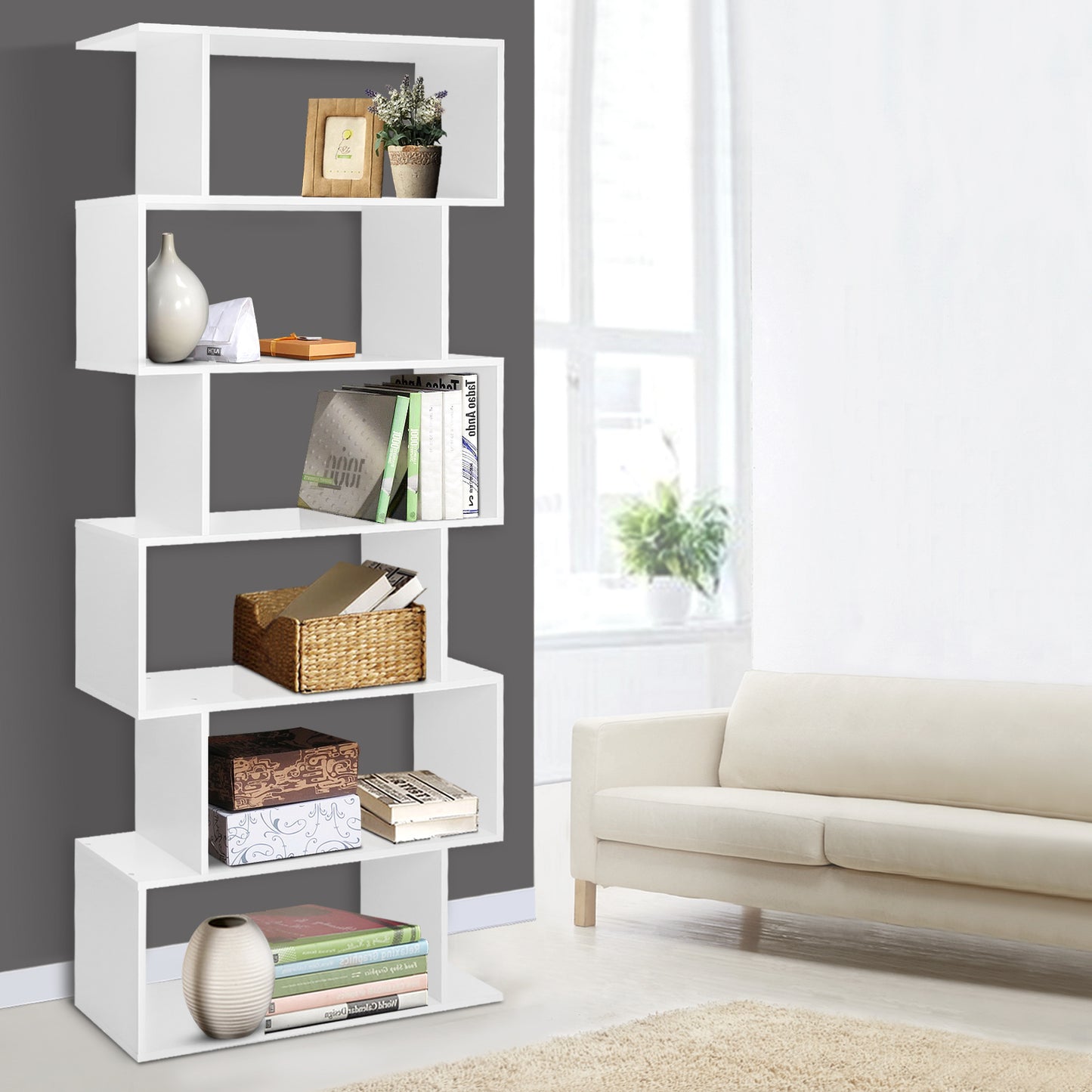 Marlook Bookshelf 6 Tiers - RIVA White