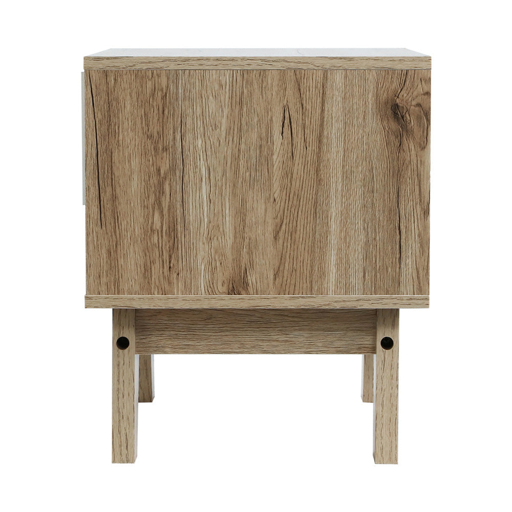 Marlook Bedside Table 1 Drawer with Shelf - IKER White & Oak