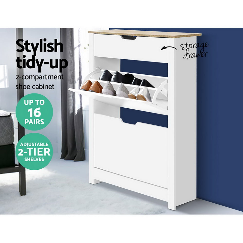 Marlook Shoe Rack Cabinet 16 Pairs White Ana