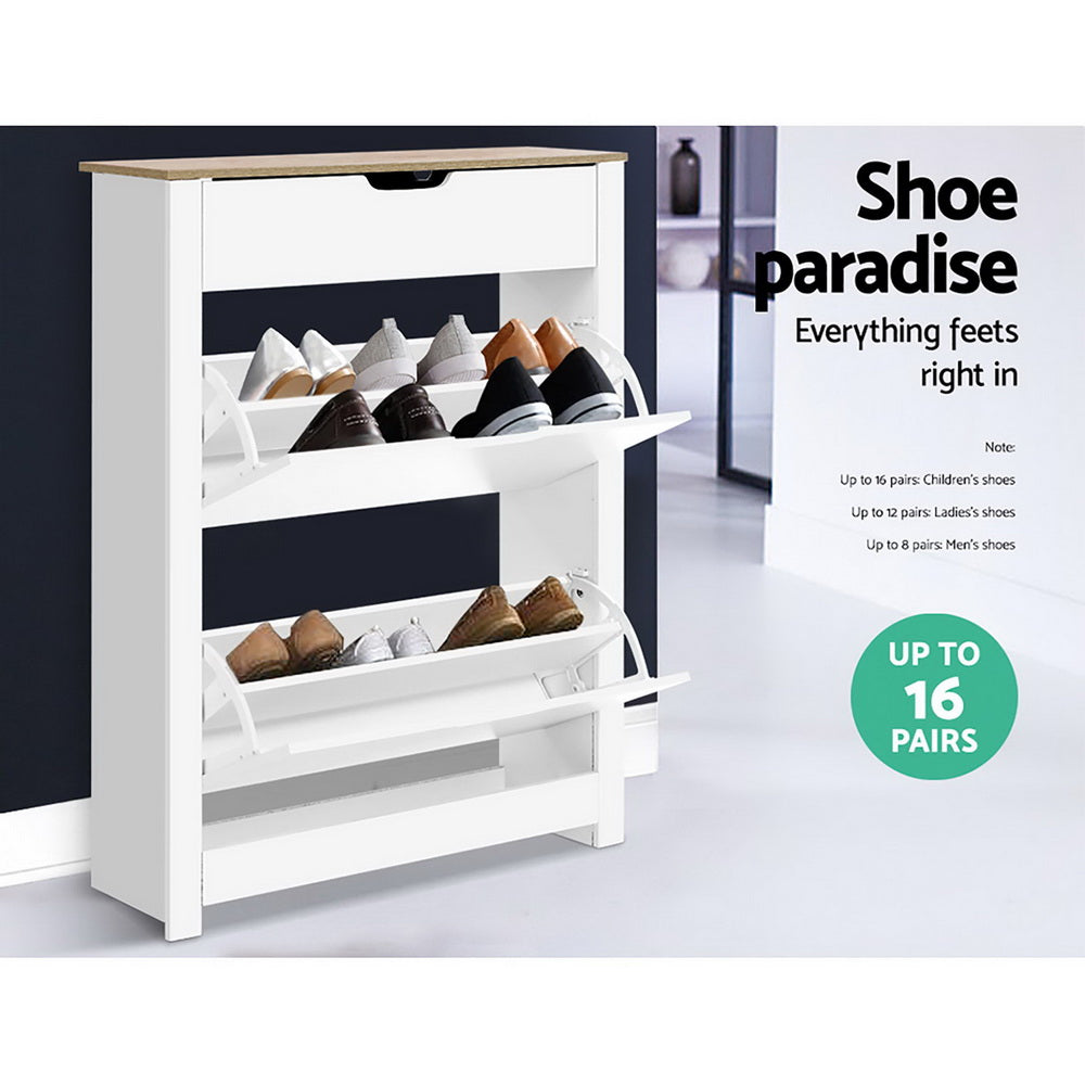Marlook Shoe Rack Cabinet 16 Pairs White Ana