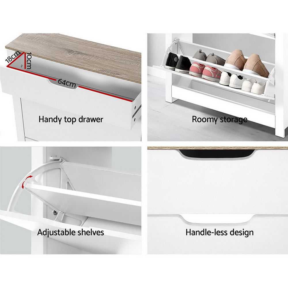 Marlook Shoe Rack Cabinet 16 Pairs White Ana