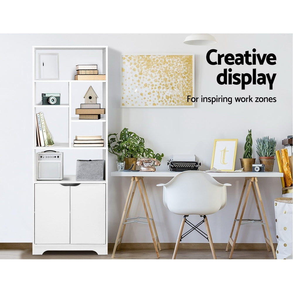 Marlook Bookshelf with Cabinet - GINA White