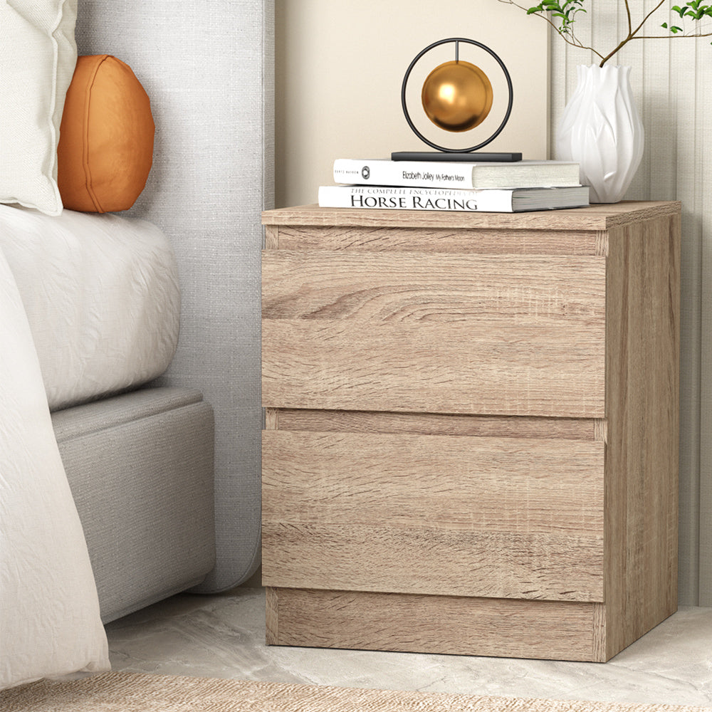 Marlook Bedside Table 2 Drawers - PEPE Oak