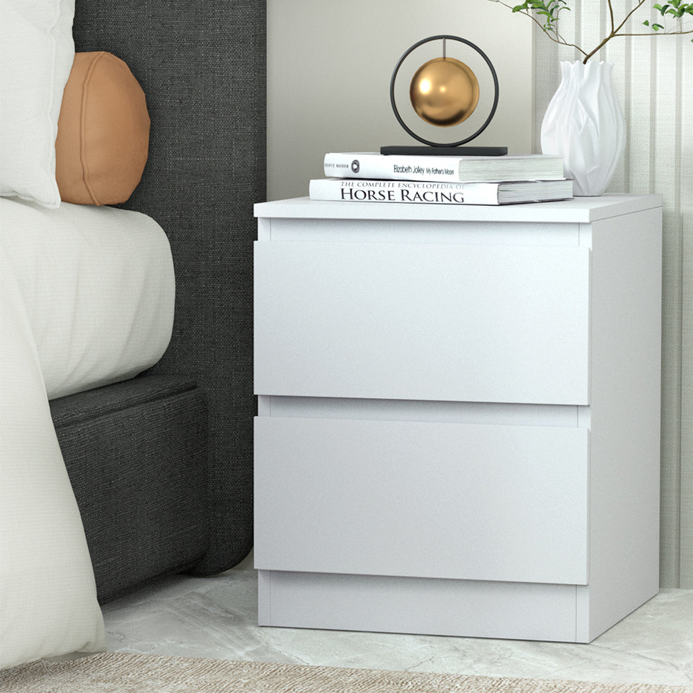 Marlook Bedside Table 2 Drawers - PEPE White