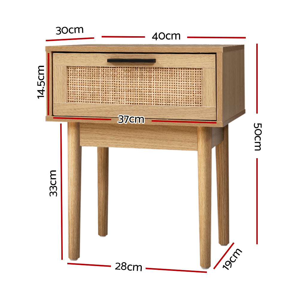 Marlook Bedside Tables Side Table Rattan Drawers Nightstand