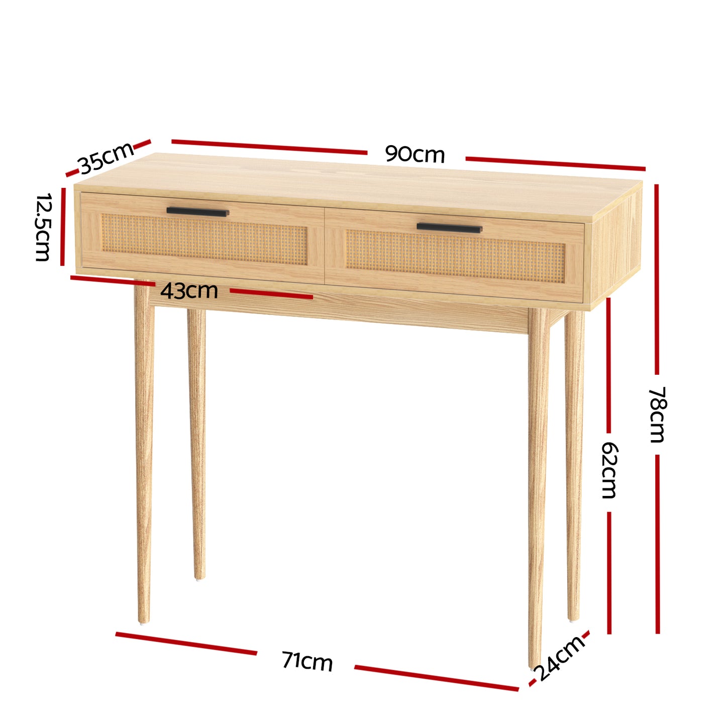 Marlook Console Table 2 Rattan Drawers
