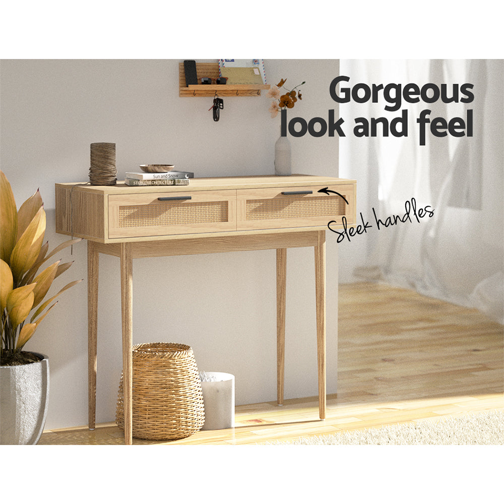 Marlook Console Table 2 Rattan Drawers