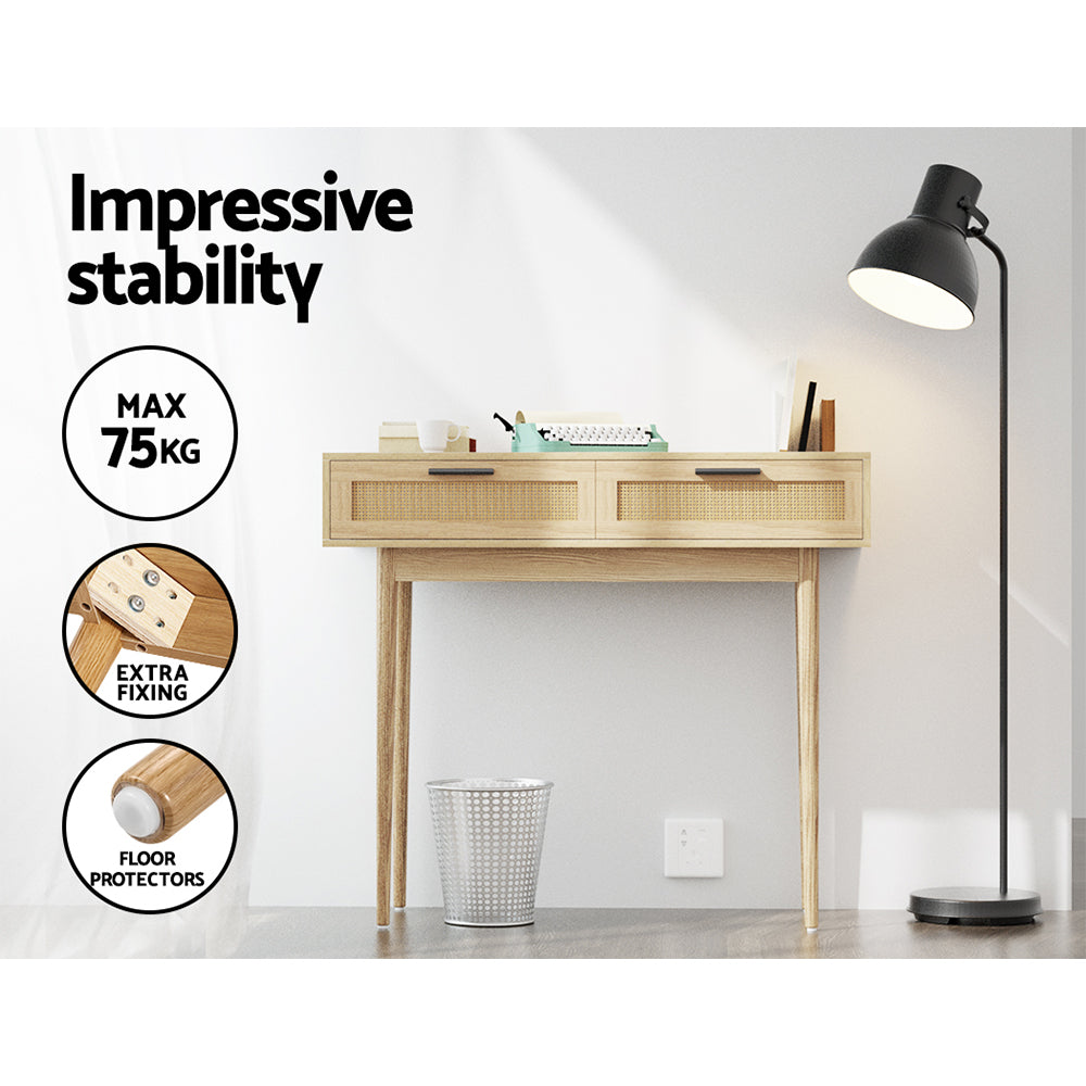 Marlook Console Table 2 Rattan Drawers