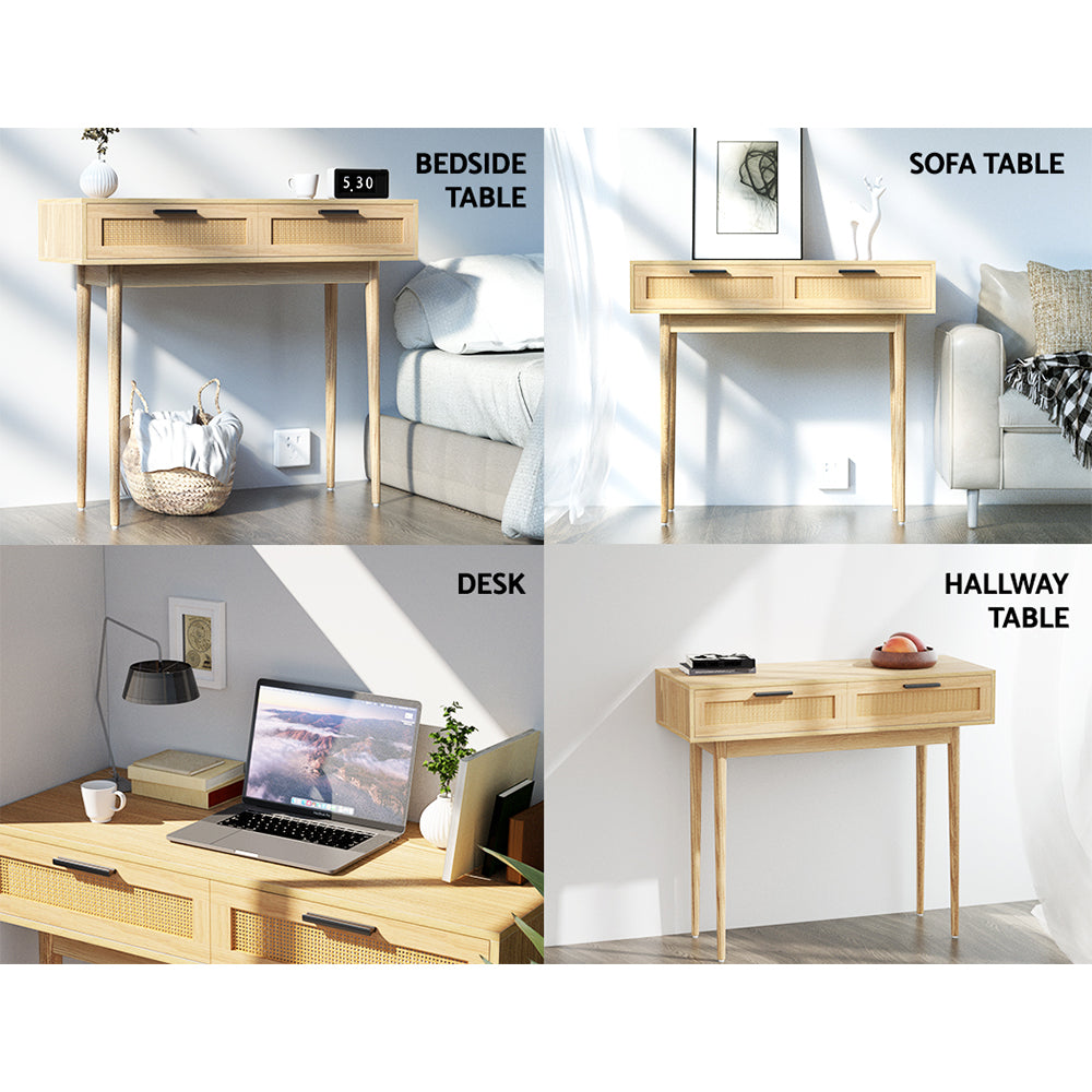 Marlook Console Table 2 Rattan Drawers