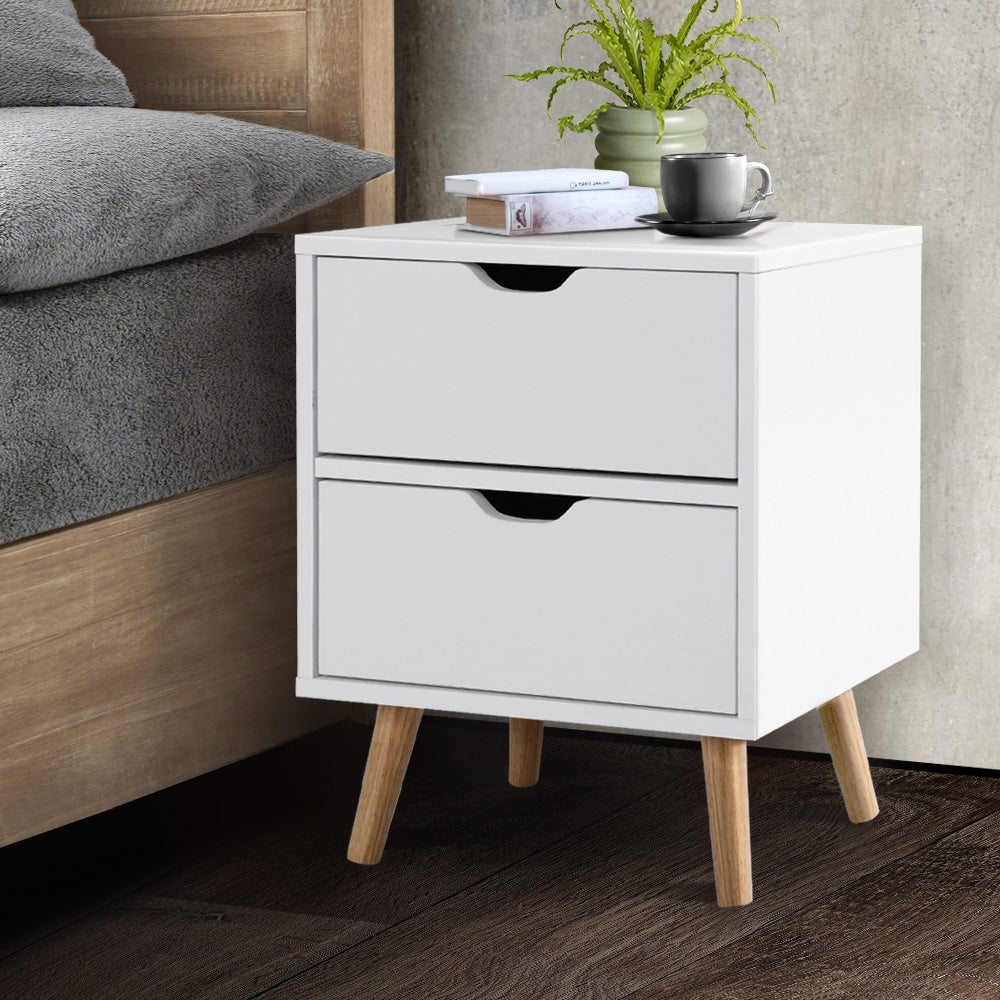 Marlook Bedside Table 2 Drawers - BODEN White