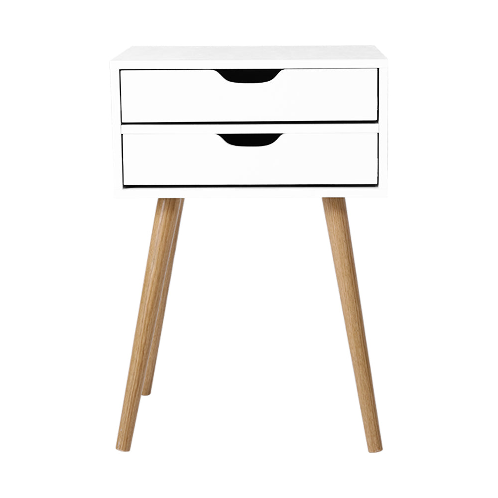 Marlook Bedside Table 2 Drawers - BODIE White