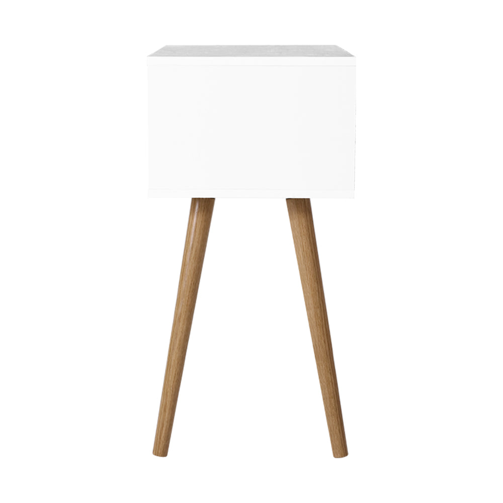 Marlook Bedside Table 2 Drawers - BODIE White