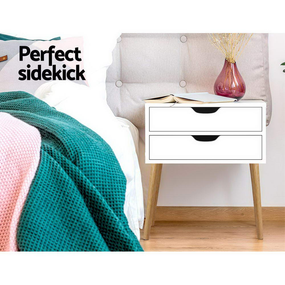 Marlook Bedside Table 2 Drawers - BODIE White