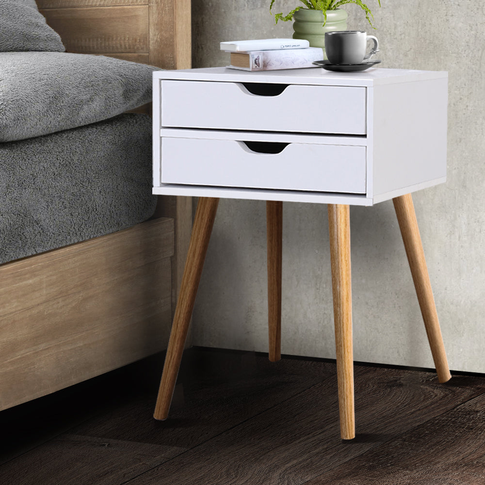 Marlook Bedside Table 2 Drawers - BODIE White